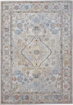 4' X 6' Blue and Gray Floral Area Rug