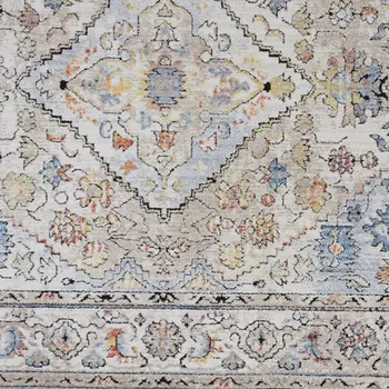 2' X 3' Taupe Blue And Gray Floral Stain Resistant Area Rug