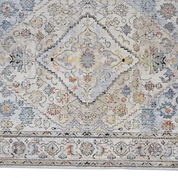 2' X 3' Taupe Blue And Gray Floral Stain Resistant Area Rug