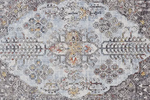 2' X 3' Gray Blue And Gold Floral Stain Resistant Area Rug