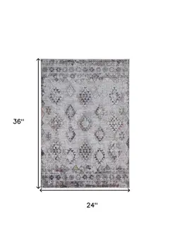 2' X 3' Blue and Gray Geometric Area Rug