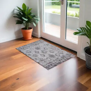 2' X 3' Blue and Gray Geometric Area Rug