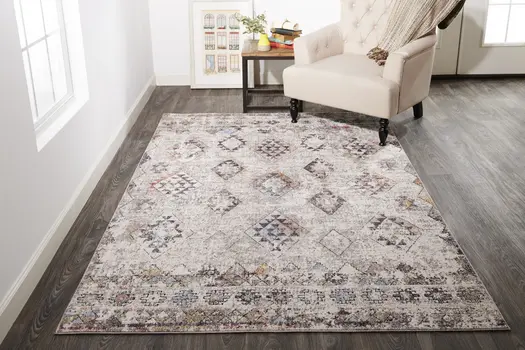 2' X 3' Blue and Gray Geometric Area Rug