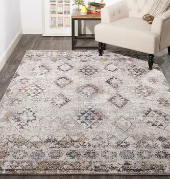 2' X 3' Blue and Gray Geometric Area Rug