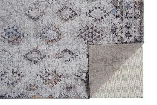 2' X 3' Blue and Gray Geometric Area Rug