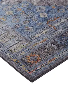 8' X 10' Blue and Gray Floral Area Rug