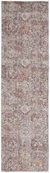 8' Pink And Ivory Abstract Runner Rug