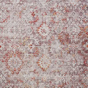 8' Pink And Ivory Abstract Runner Rug