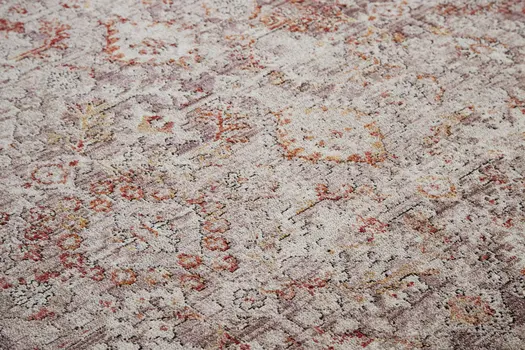 8' Pink And Ivory Abstract Runner Rug