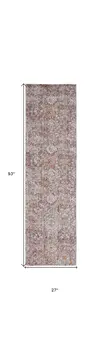 8' Pink And Ivory Abstract Runner Rug