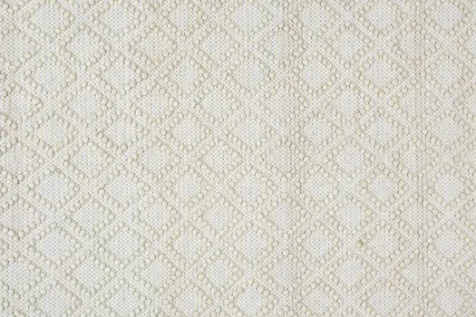 5' X 8' Ivory Wool Geometric Hand Woven Area Rug With Fringe