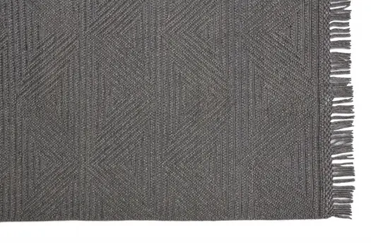 2' X 3' Gray Wool Geometric Hand Woven Area Rug With Fringe