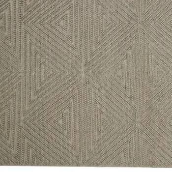 5' X 8' Tan And Ivory Wool Geometric Hand Woven Area Rug With Fringe