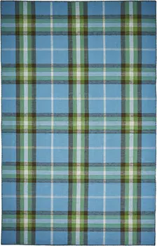 8' X 10' Blue and Green Abstract Hand Woven Area Rug
