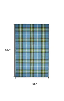 8' X 10' Blue and Green Abstract Hand Woven Area Rug