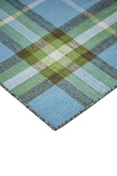 8' X 10' Blue and Green Abstract Hand Woven Area Rug