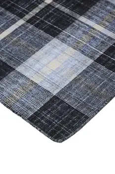 5' X 8' Black and Blue Abstract Hand Woven Area Rug