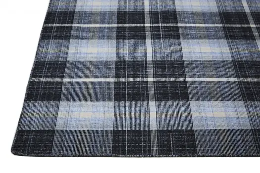 5' X 8' Black and Blue Abstract Hand Woven Area Rug