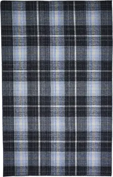 8' X 10' Black Blue And White Abstract Hand Woven Stain Resistant Area Rug