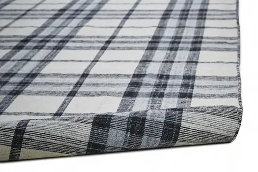 8' X 10' Ivory Blue And Black Abstract Hand Woven Stain Resistant Area Rug