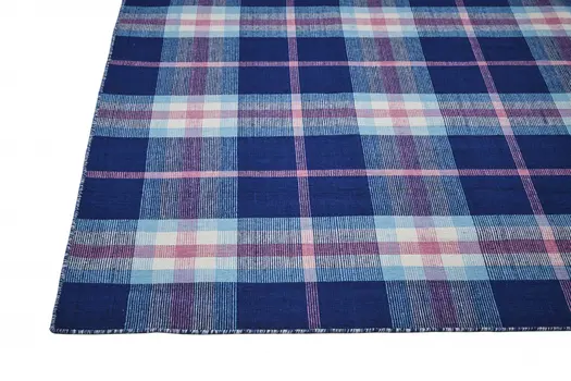 8' X 10' Blue and Pink Abstract Hand Woven Area Rug