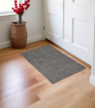2' X 3' Gray and Black Hand Woven Area Rug