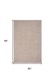 5' X 8' Pink and Ivory Hand Woven Area Rug