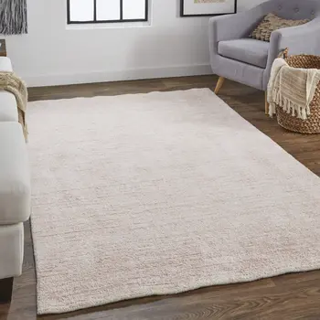5' X 8' Pink and Ivory Hand Woven Area Rug