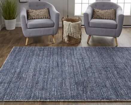 4' X 6' Blue Hand Woven Area Rug