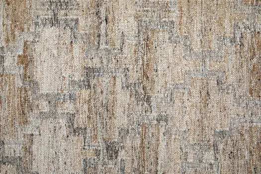 5' X 8' Tan and Gray Geometric Hand Woven Area Rug With Fringe