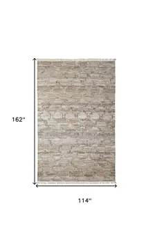 10' X 13' Tan Gray And Ivory Geometric Hand Woven Stain Resistant Area Rug With Fringe