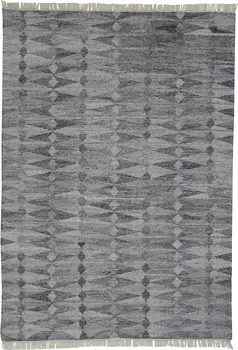 4' X 6' Gray Geometric Hand Woven Area Rug With Fringe