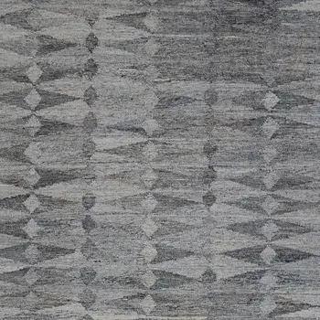 10' X 13' Gray and Black Geometric Hand Woven Area Rug With Fringe
