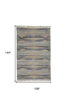 9' X 12' Gray Black and Brown Abstract Hand Woven Area Rug With Fringe