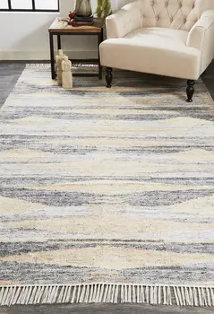 9' X 12' Gray Black and Brown Abstract Hand Woven Area Rug With Fringe