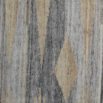 2' X 3' Gray Tan And Silver Abstract Hand Woven Stain Resistant Area Rug With Fringe
