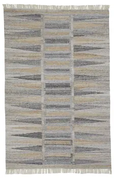 5' X 8' Tan Gray And Taupe Geometric Hand Woven Stain Resistant Area Rug With Fringe