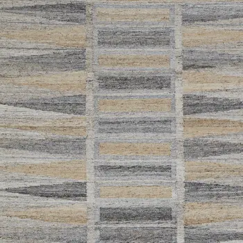 2' X 3' Tan Gray And Taupe Geometric Hand Woven Stain Resistant Area Rug With Fringe