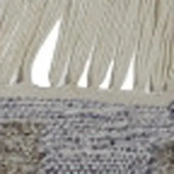 9' X 12' Gray Black and Brown Geometric Hand Woven Area Rug With Fringe