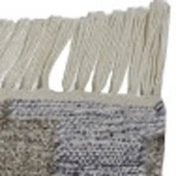 9' X 12' Gray Black and Brown Geometric Hand Woven Area Rug With Fringe