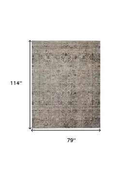 7' X 10' Taupe Ivory And Gray Abstract Distressed Area Rug With Fringe