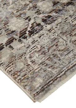 4' X 6' Gray Ivory And Tan Abstract Distressed Area Rug With Fringe