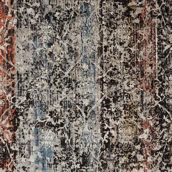 5' X 8' Gray and Black Abstract Distressed Area Rug With Fringe