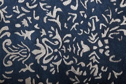 8' Blue and Silver Wool Floral Hand Tufted Distressed Runner Rug