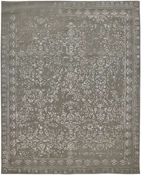 5' X 8' Gray Taupe And Silver Wool Floral Tufted Handmade Distressed Area Rug
