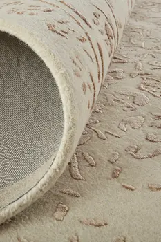 8' X 10' Ivory Tan And Pink Wool Floral Tufted Handmade Distressed Area Rug