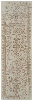8' Pink and Ivory Wool Floral Hand Tufted Distressed Runner Rug