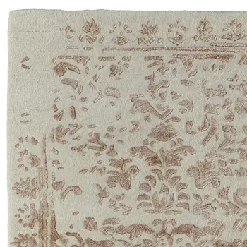 8' Pink and Ivory Wool Floral Hand Tufted Distressed Runner Rug
