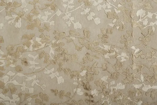 5' X 8' Ivory Tan And Gold Wool Floral Tufted Handmade Area Rug