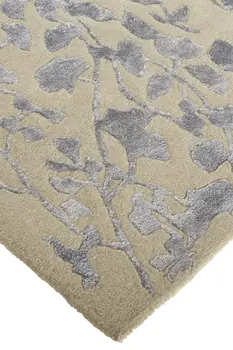 8' X 10' Tan Silver And Gray Wool Floral Tufted Handmade Area Rug